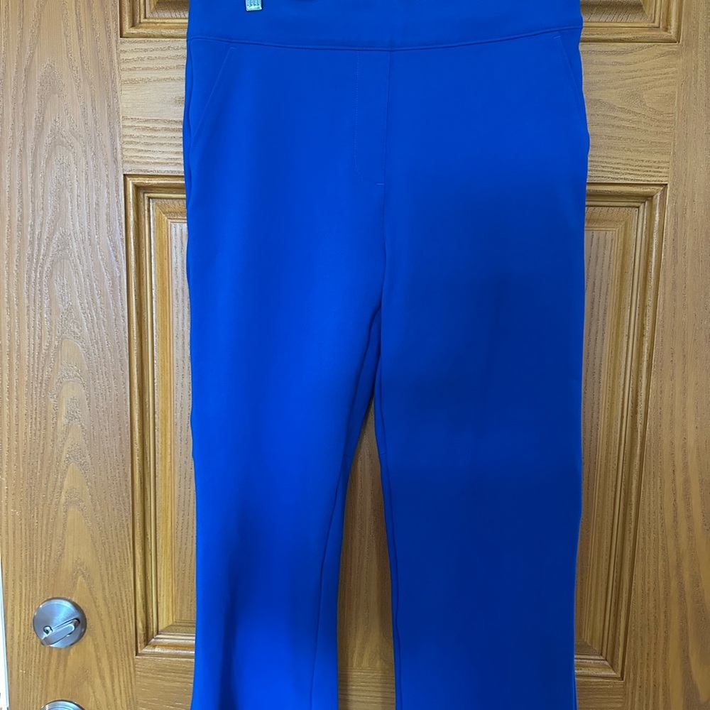 SPANX Blue Cropped Ankle Pants with High-Rise Waistband